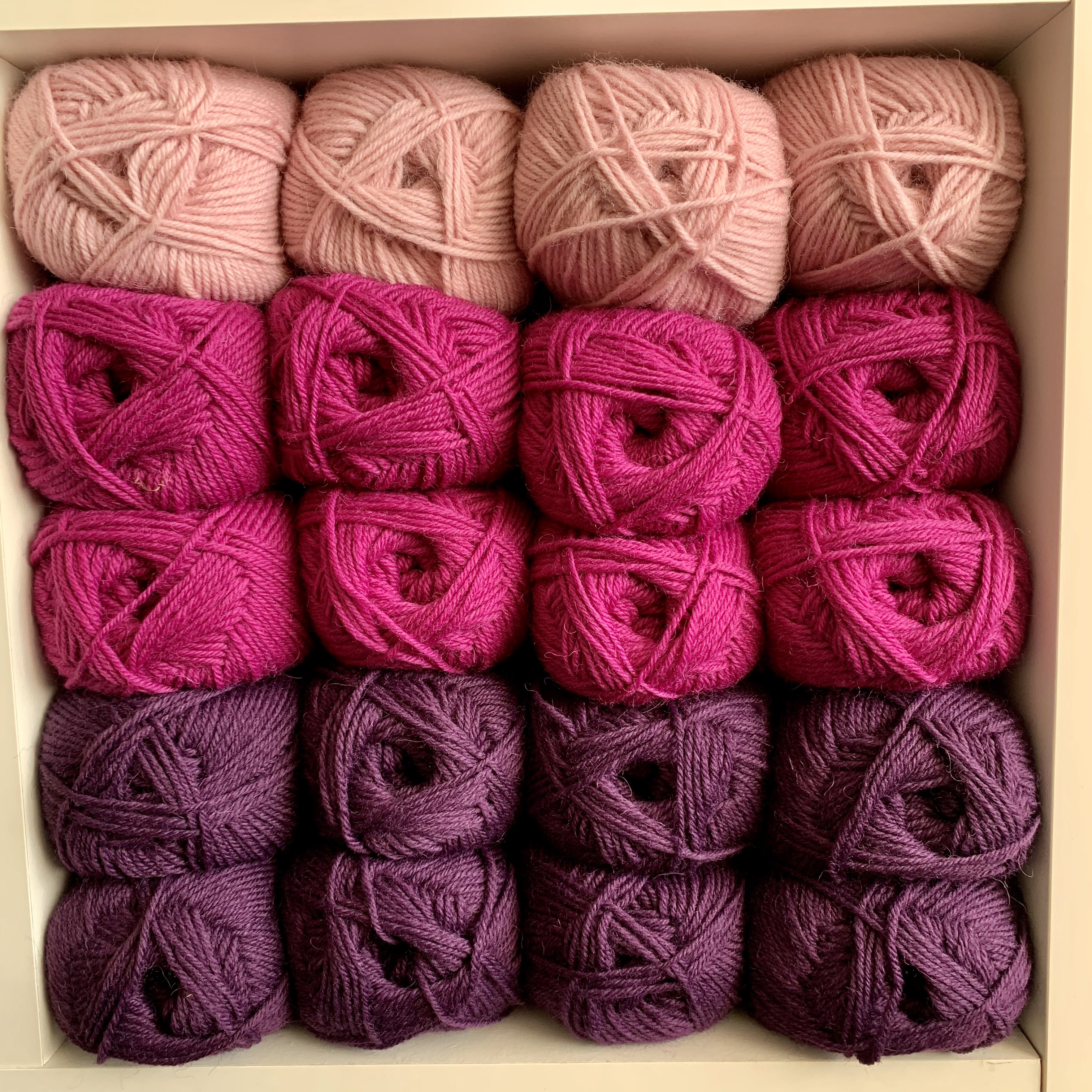 pink wool on a shelf